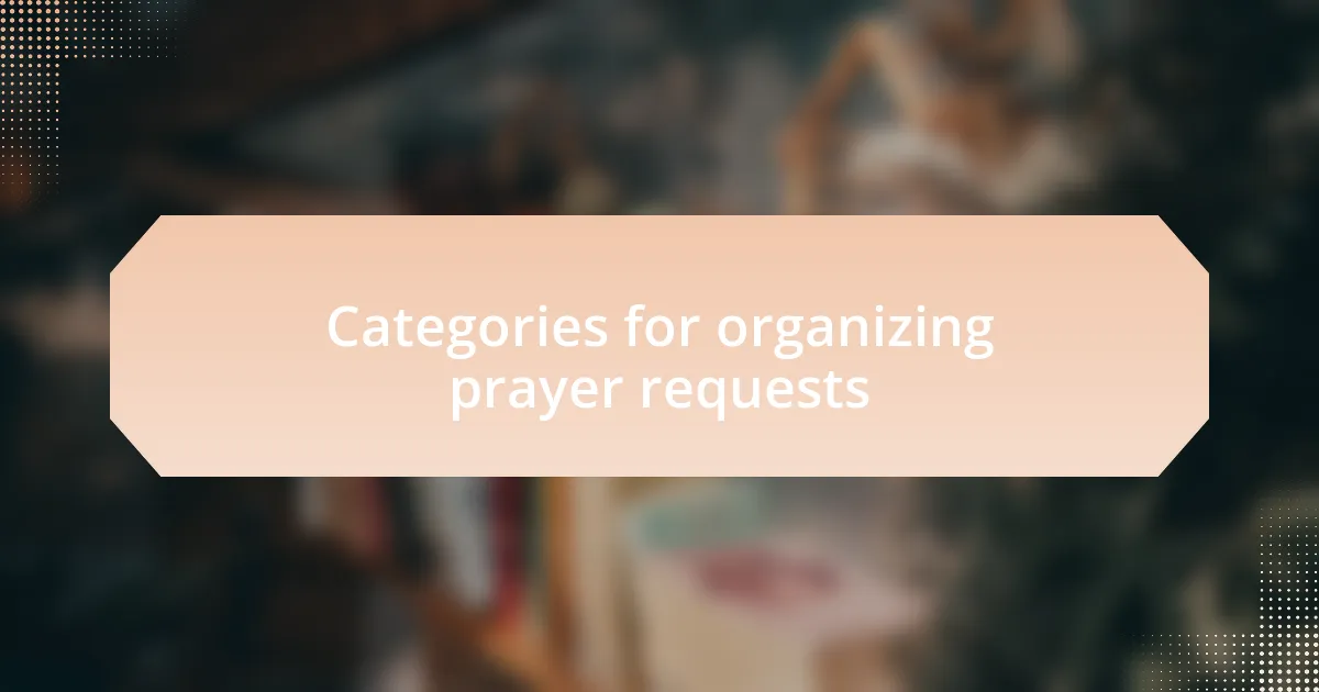 Categories for organizing prayer requests