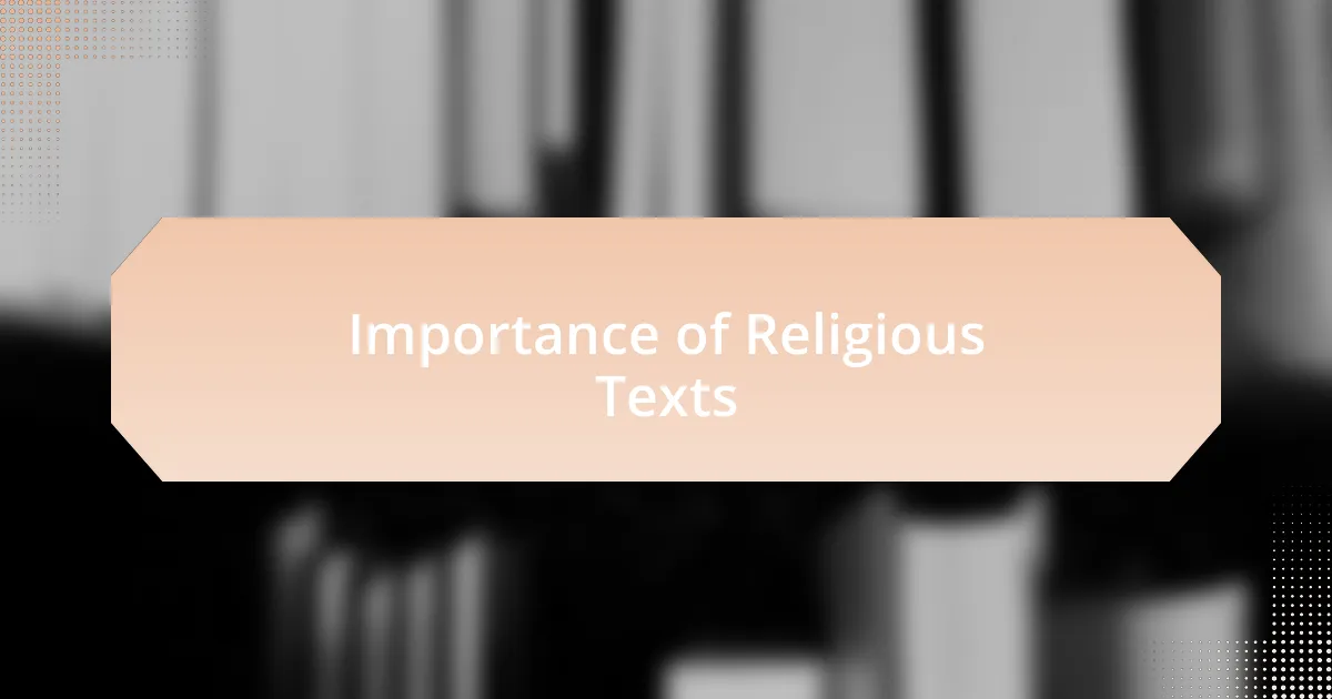 Importance of Religious Texts