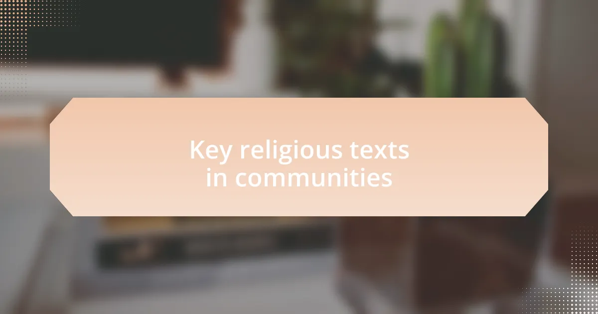 Key religious texts in communities