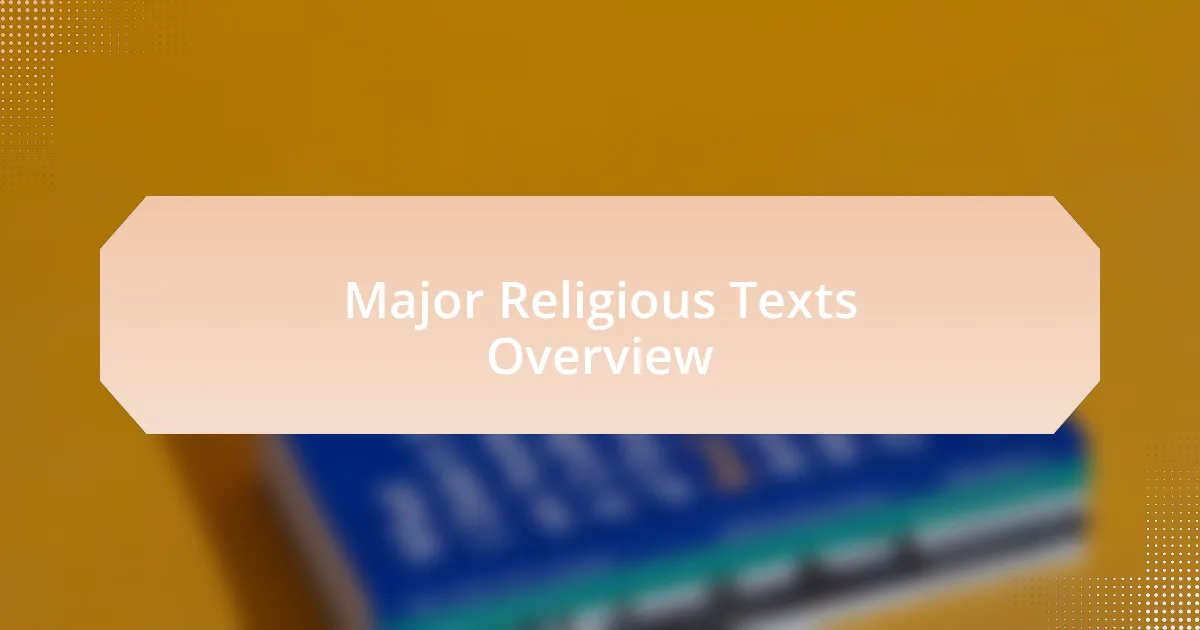 Major Religious Texts Overview