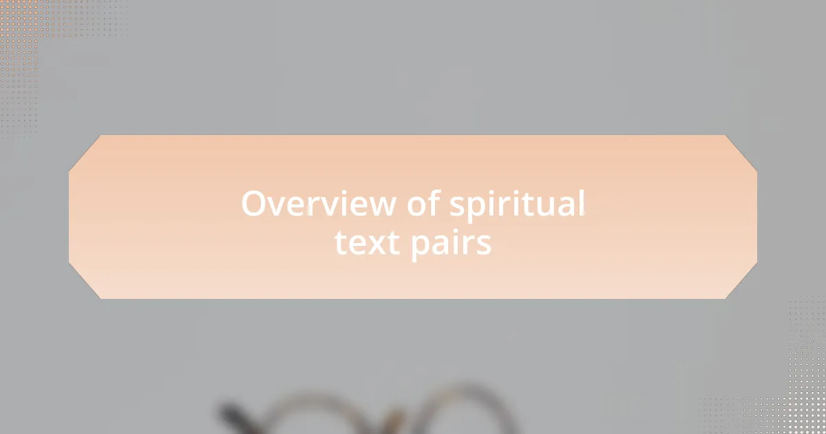 Overview of spiritual text pairs
