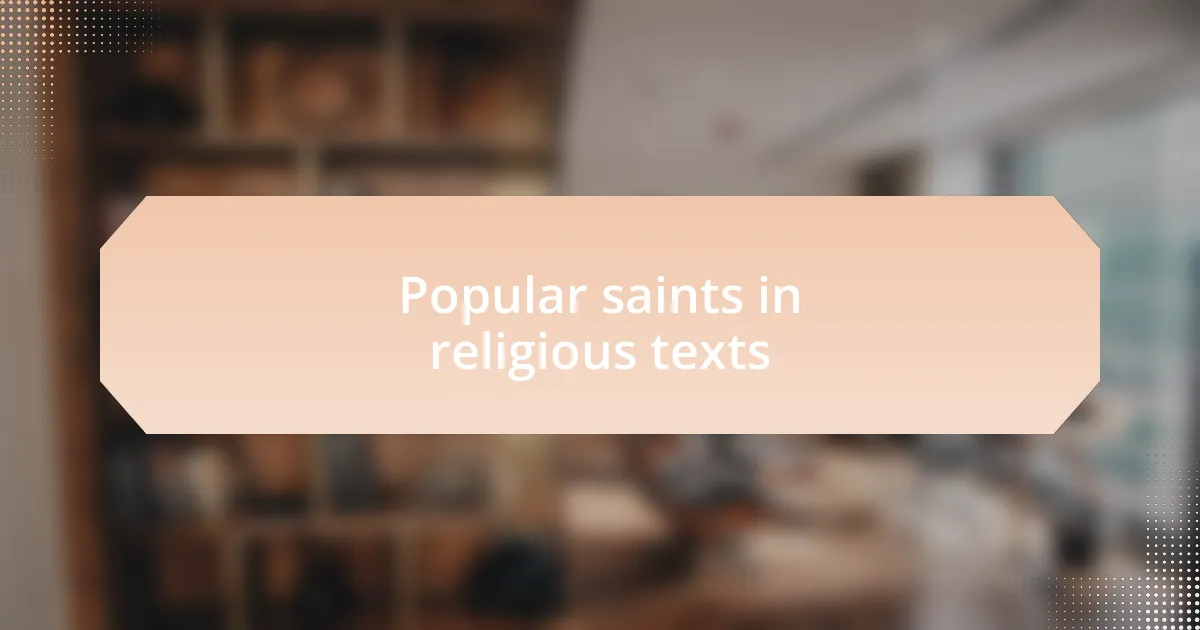Popular saints in religious texts
